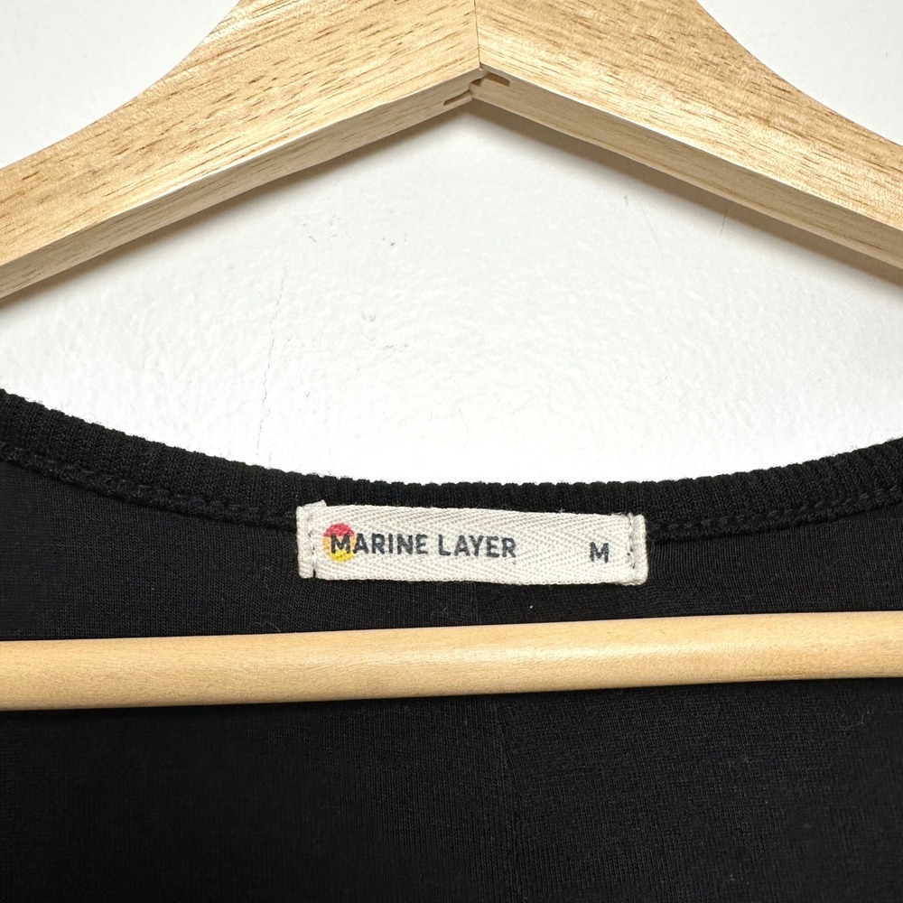 Marine Layer Lexi Daytime Midi Dress Black Ribbed M - Picture 11 of 12